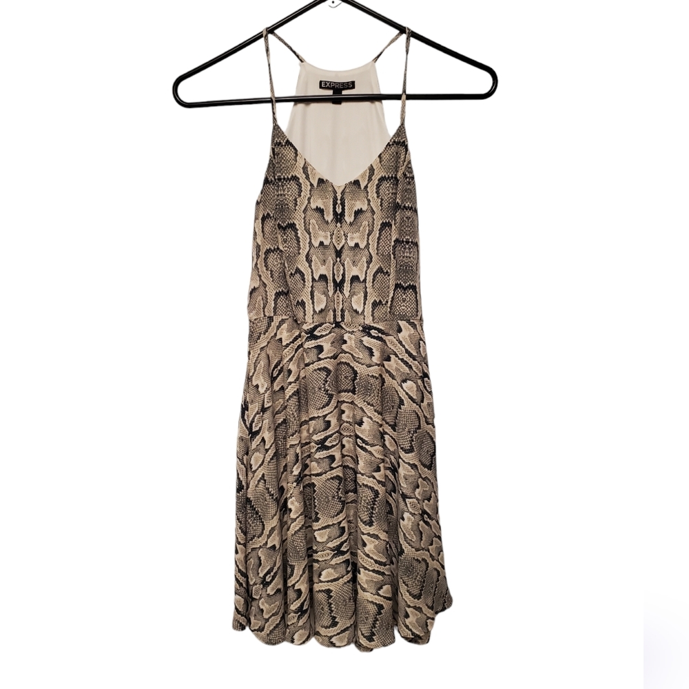 Express Snake Print Dress - Black and Tan